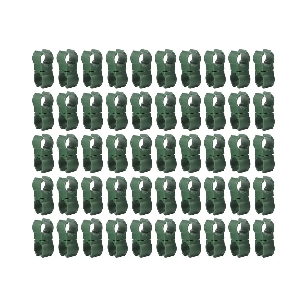 Pack of 50 plant pole clips connectors for stabilizing plant poles suitable for various sizes to support diverse plant types