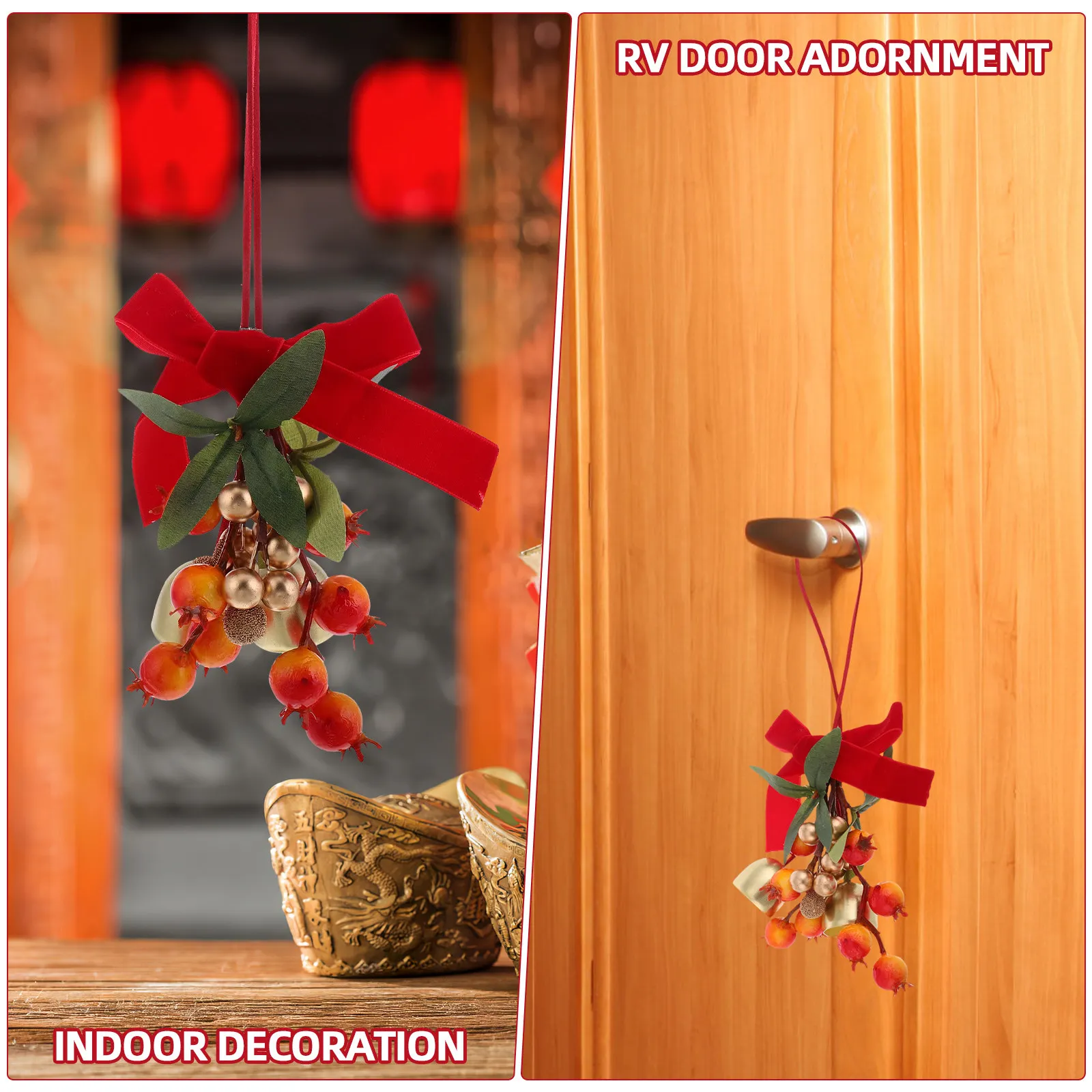 Rv Door Hanger with Vibrant Red Berries and Lifelike Faux Flowers Festive Holiday Decoration for Entrance Porch Interior