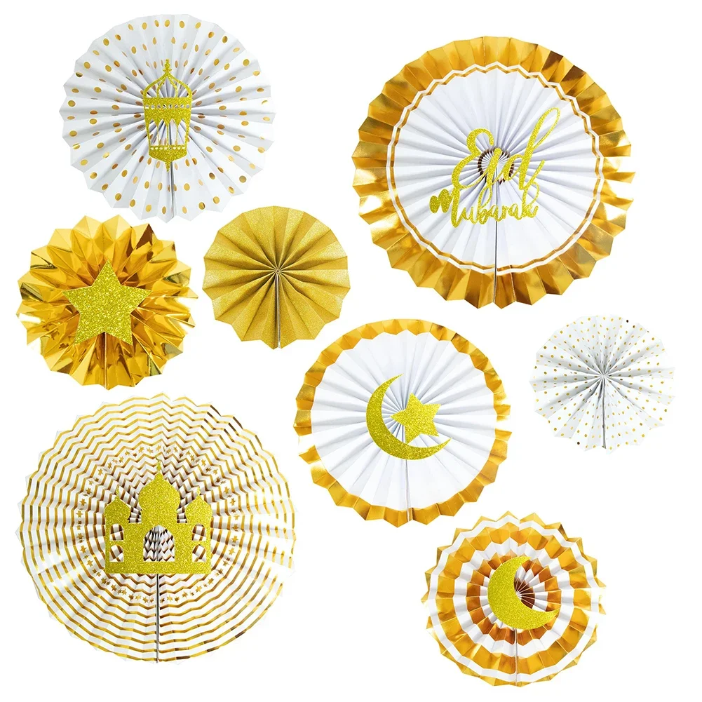 Traditional For Eid al-Fitr Paper Flower Fan Decor for Wall Backdrop Use at Home Mosque Community Center Events