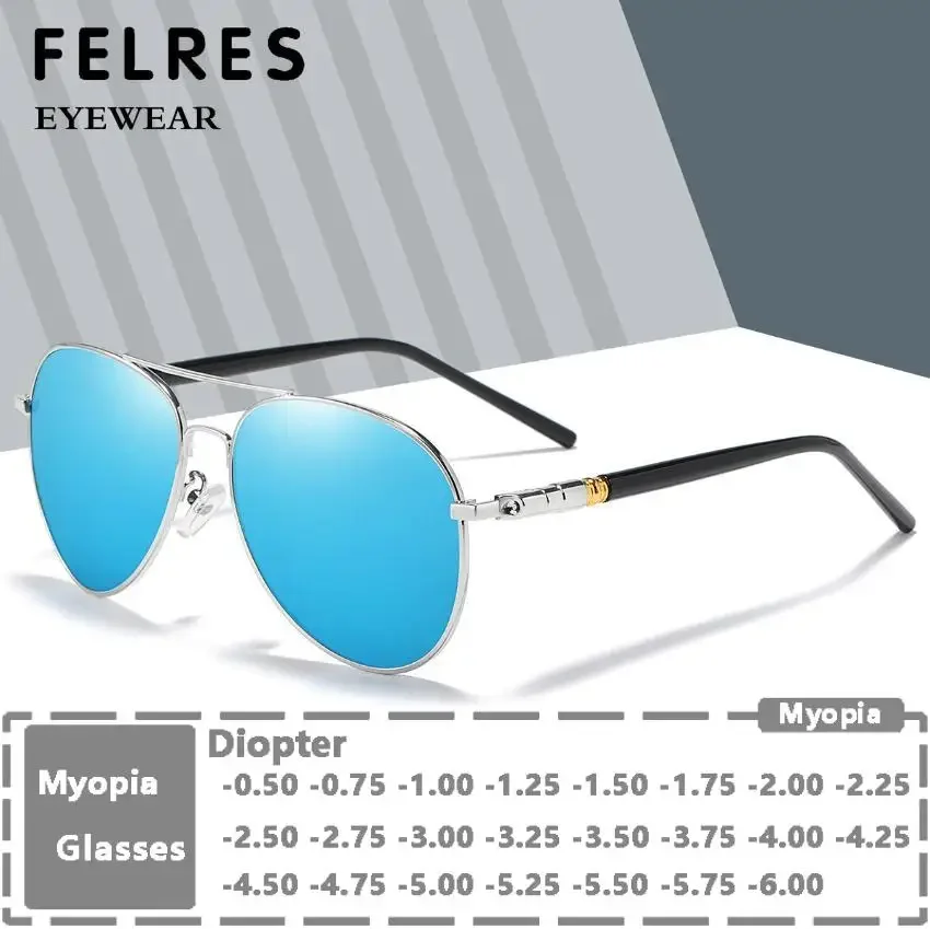 

Prescription Polarized Nearsighted Glasses Pilot Sunglasses Men Women Driving Coating Sun Glasses With Diopter -0.5 -1.0 to -4.0