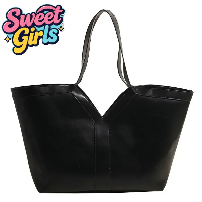 

Luxury Large Capacity Leather Handbag Fashionable Y-shaped Pattern Shoulder Bag Casual High-end Shopping Storage Bag