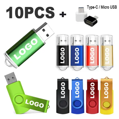 10 Pz/lotto Colore USB Flash Drive 2.0 4GB 8GB 16GB Mini Memory Stick Pendrive 32GB 64GB 128GB USB Stick Flash disco laser libero