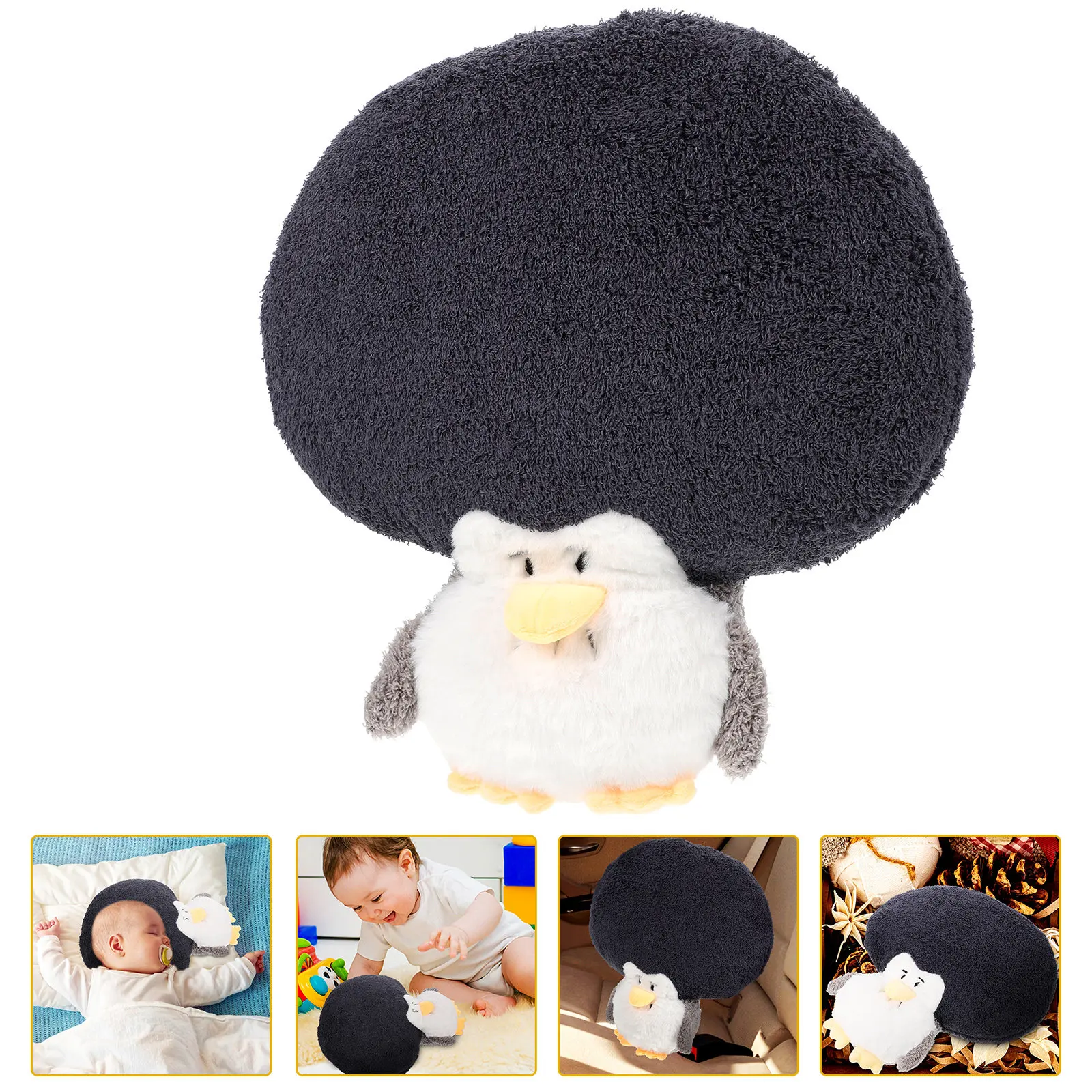 

Explosion Head Penguin Stuffed Animal Super Safe Material Elastic Fill Adorable Design Washable Bedroom Living Room Office Decor