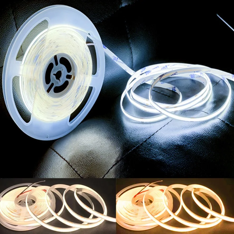 10m COB LED Strip DC 12V 24V Warm FOB LED Lights for Room Bedroom Decor 3m 5m High Density Soft Flexible Neon Tape Light Lamp