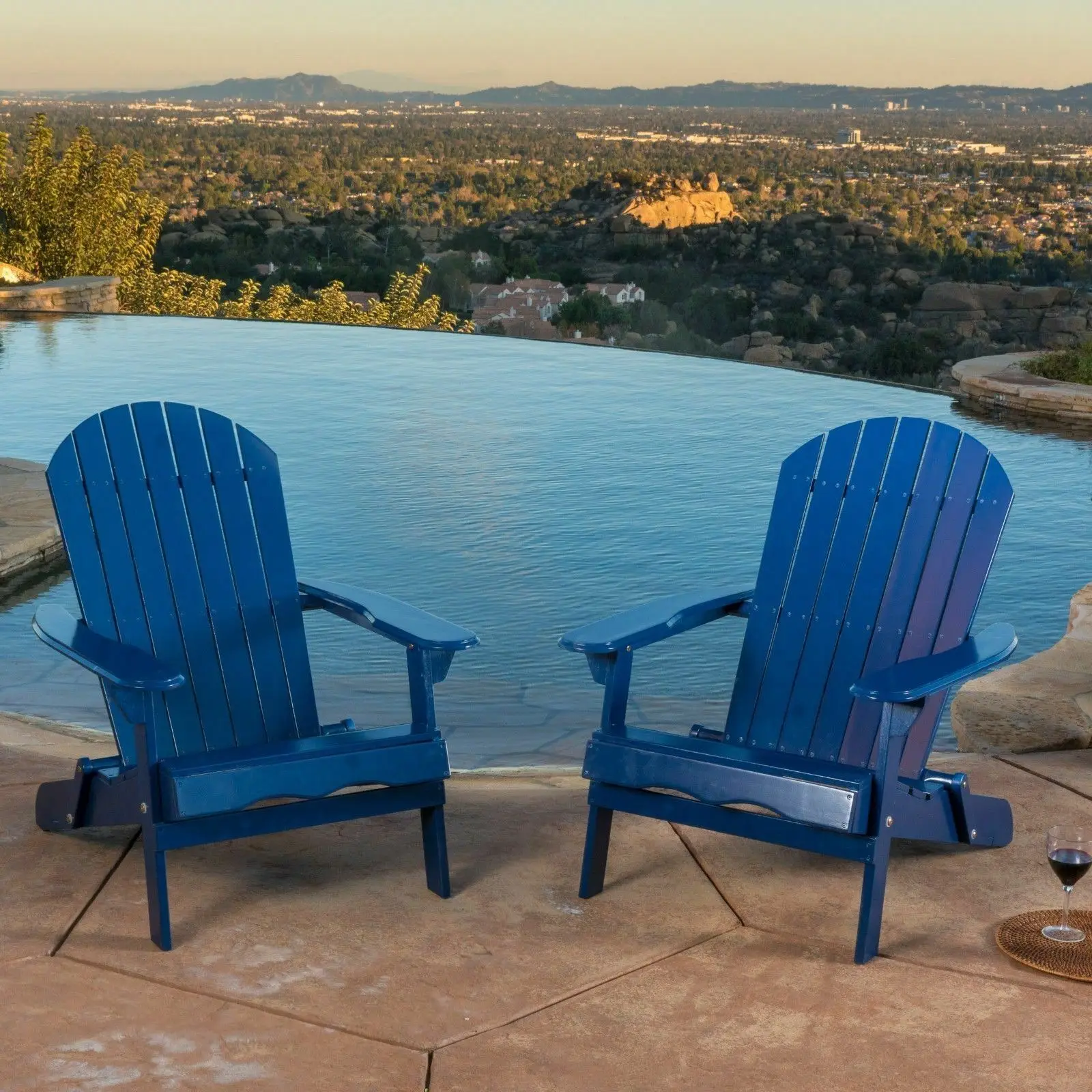 

Outdoor Reclining Wood Adirondack Chair with Footrest (Set of 2