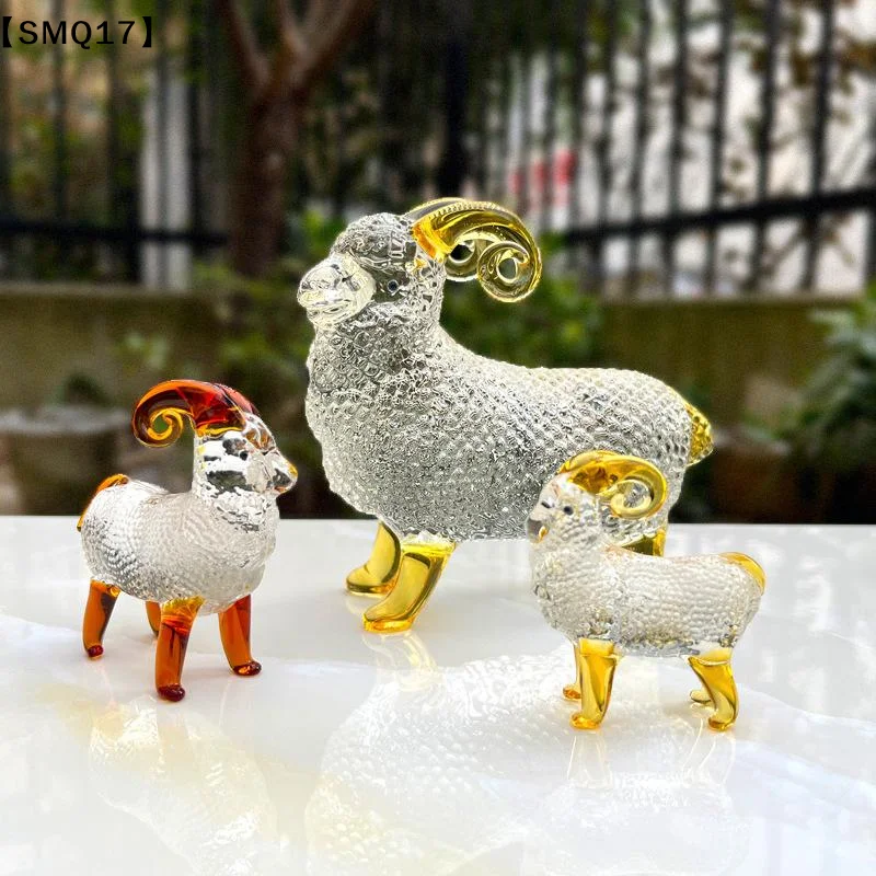 Crystal Sheep Figurine 2027 Zodiac Sheep Statue Home Desktop Bookshelf Office Ornament Sheep Decor Feng Shui Bring Fortune【SMQ】