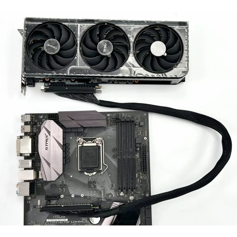 PCIe 5.0 x8 to x16 Dual Reverse Bend GPU Riser Cable 256Gbps 90/180/270Degree Flat Extension For RTX50 RX90 Series Graphics Card