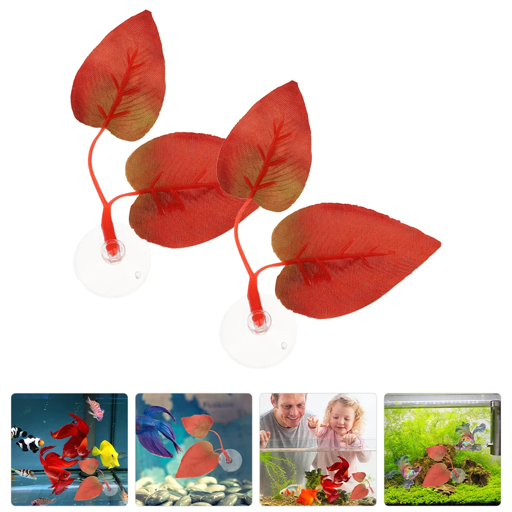 

2Pcs Betta Fish Leaf Bed Silicone Resting Hammock Suction Cup Aquarium Decoration Betta Breeding Habitat Fish Tank Supplies