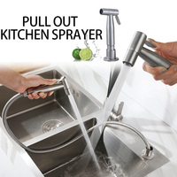 Pull Out Kitchen Sprayer Sink Faucet Pressure Boost Spray Gun Easy Clean 304 Stainless Steel Bidet Faucet Single Cold Water Tap