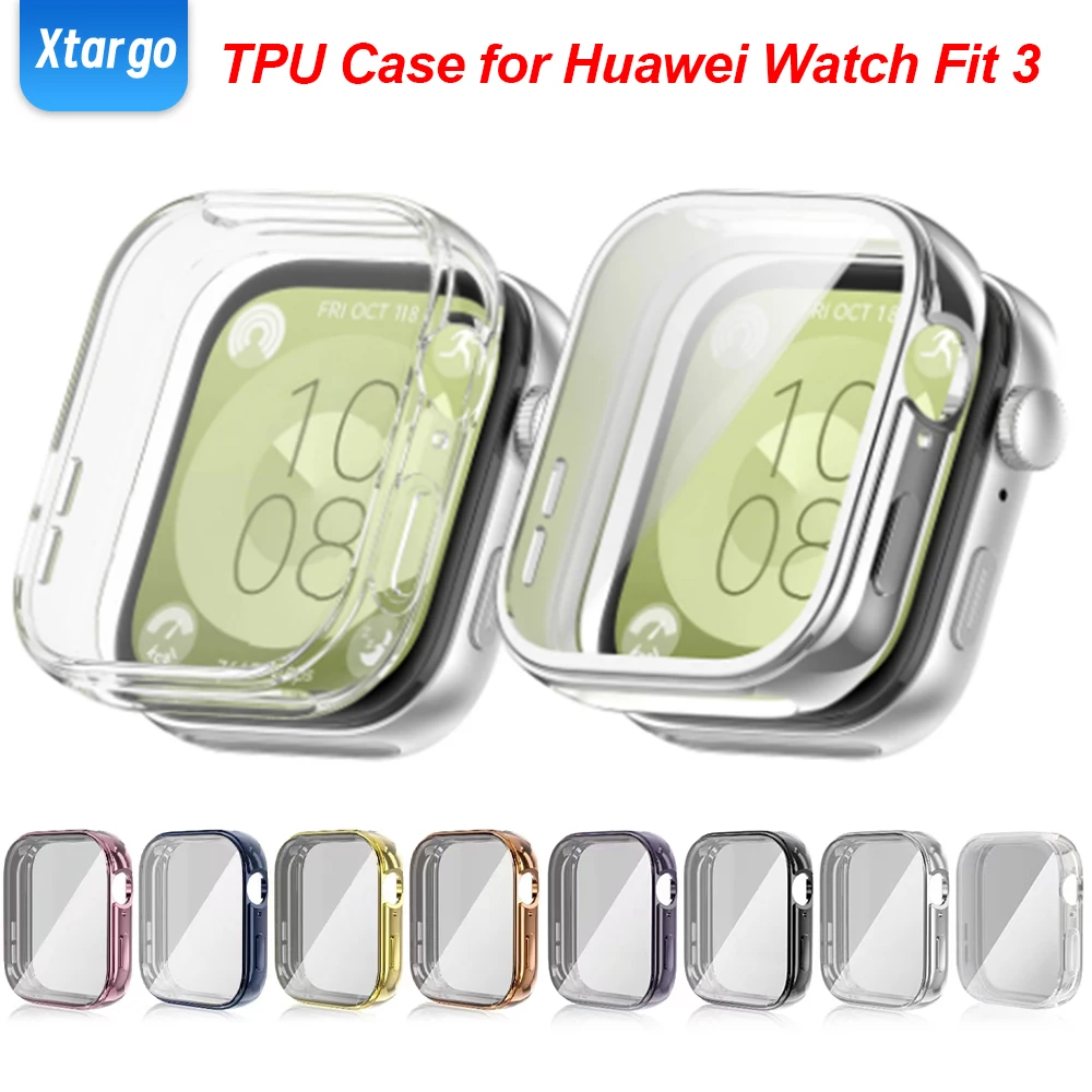 Soft TPU Case for Huawei Watch Fit 3 Full Directional Screen Protector Case Smartwatch Bumper Cover for Huawei Watch Fit 3