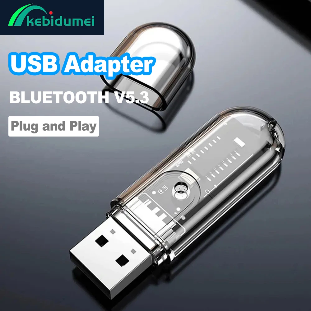

Kebidumei USB Bluetooth 5,3 приемник USB-ключ беспроводной Bluetooth аудио адаптер аудио приемник громкой связи для автомобильного динамика