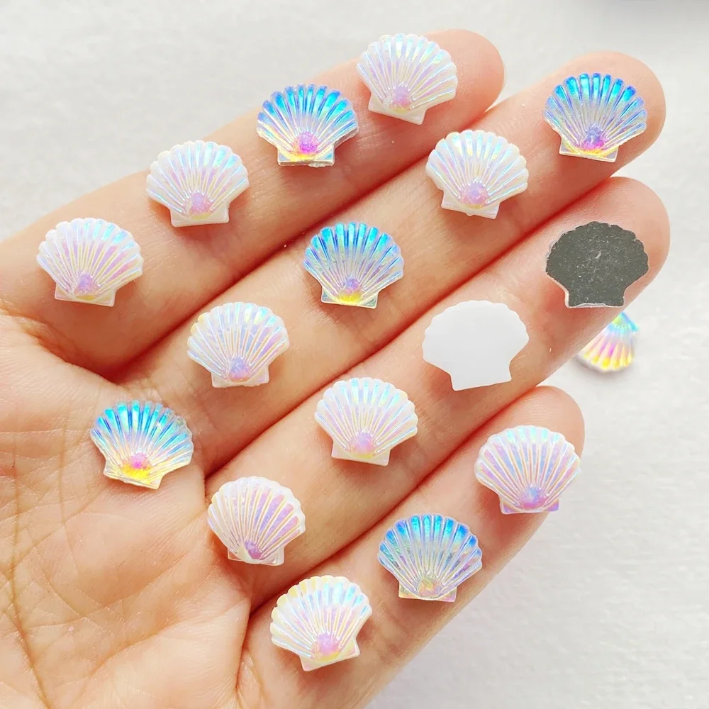 30Pcs Mixed AB Color Coated Shell Nail Art Flat back Rhinestone Bead Scrapbook DIY Manicures Appliques Accessories Crafts