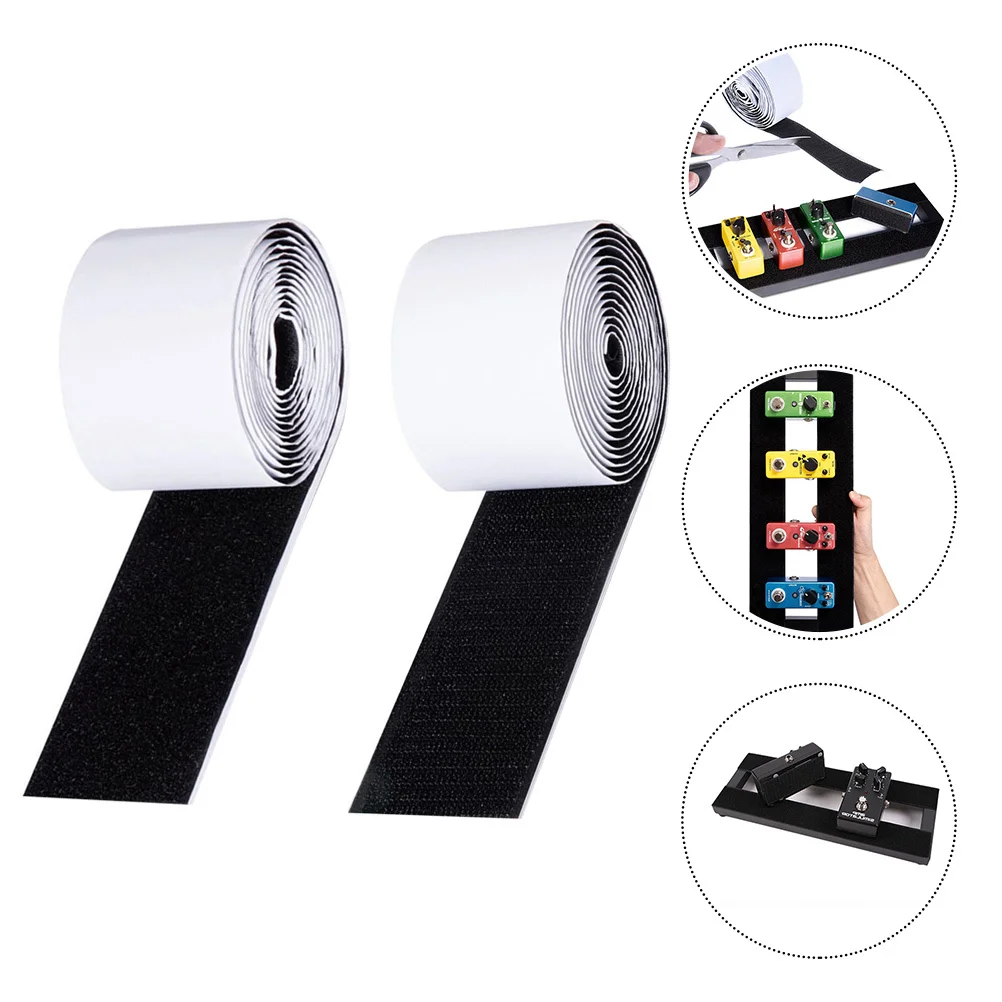 

2pcs 2 Rolls Electric Guitar Effect Pedal Sticker Strong Adhesive Hook Loop Tape Mushroom Black Sticky Strips For