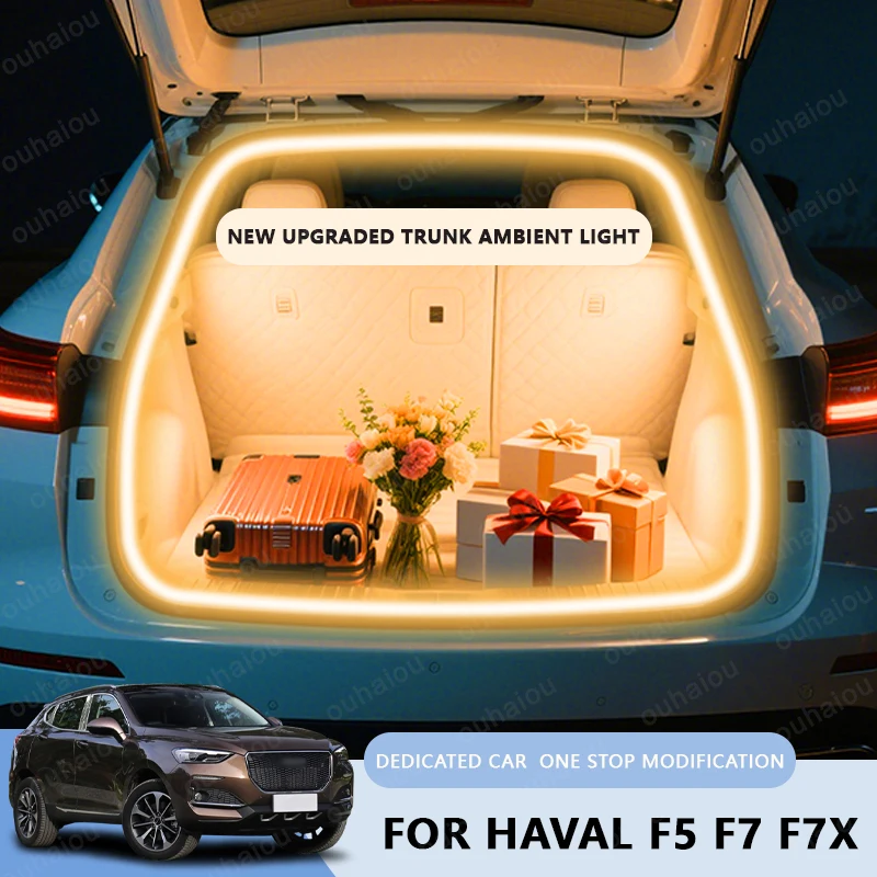 

FOR HAVAL F5 F7 F7X trunk light modification light Atmosphere lights White warm white Rear Trunk LED Light Bar