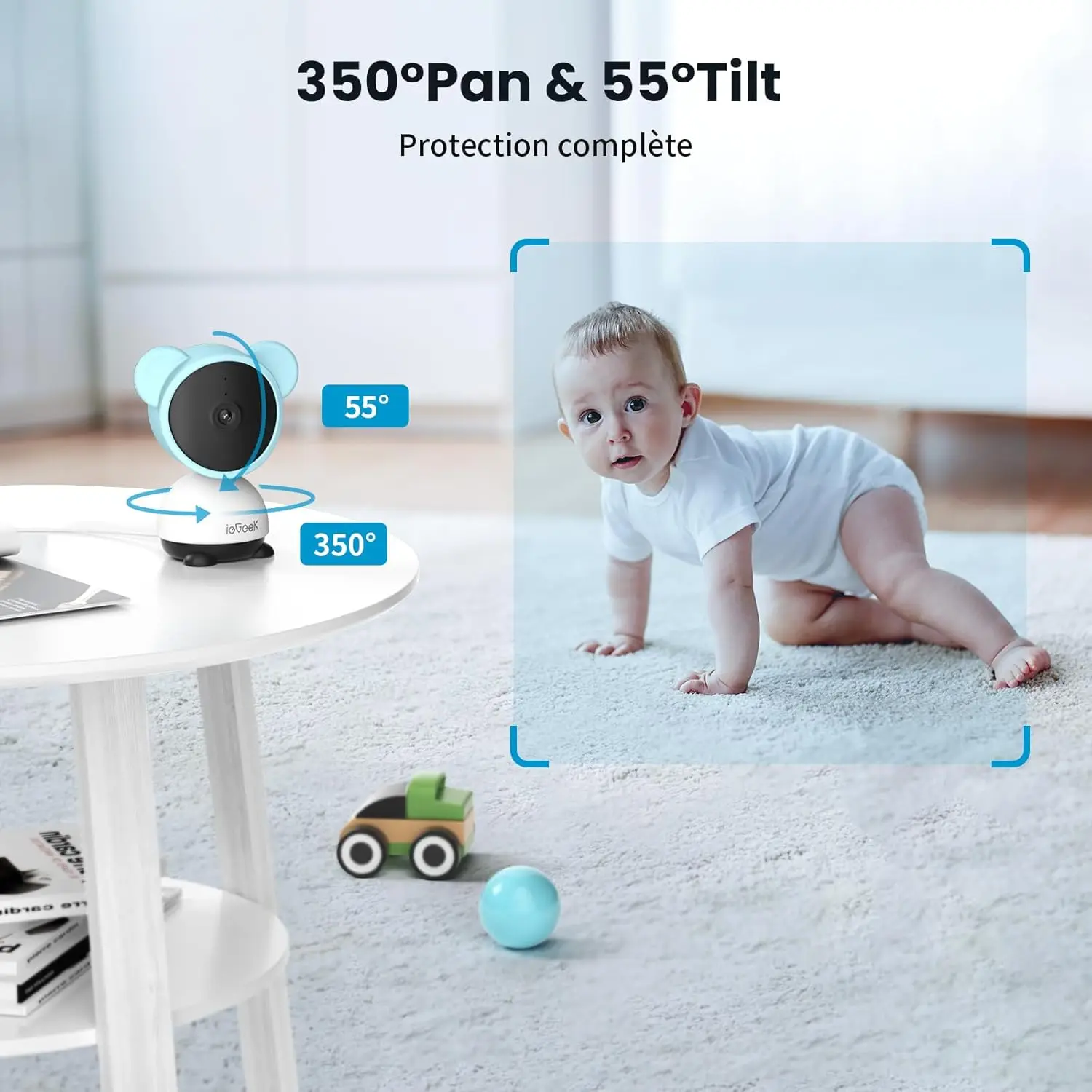 ieGeek 5'' Baby Monitor Video & Audio,080P Kids Camera with Monitor with Motion & Sound Detection, 360° PTZ, 2-way Audio Camera