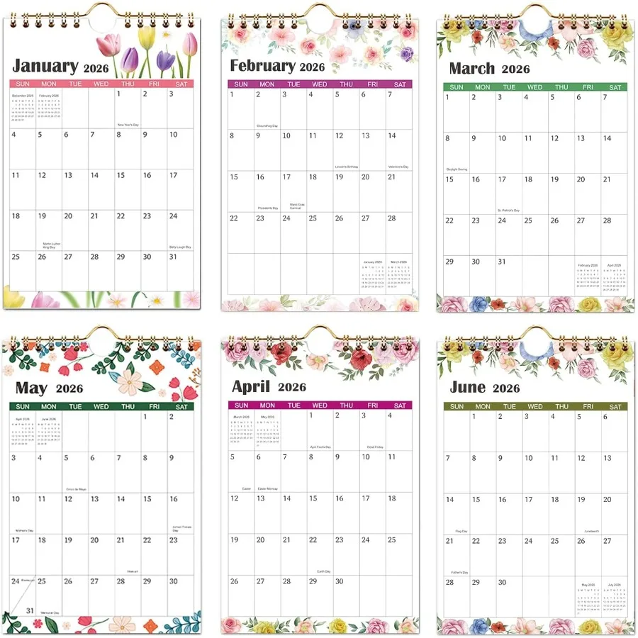 تقويم صغير 2026-2027 تقويم حائط صغير لمدة 18 شهرًا من يناير 2026 إلى يونيو 2027 5.5 بوصة × 8.5 بوصة 2026 تقويم صغير للمكتب