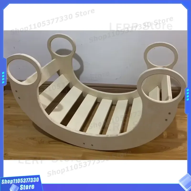 Wooden Rainbow Balance Board Curved Rocker for Kids Educational Montessori Toy Climbing Mountaineering Equipment Indoor Play