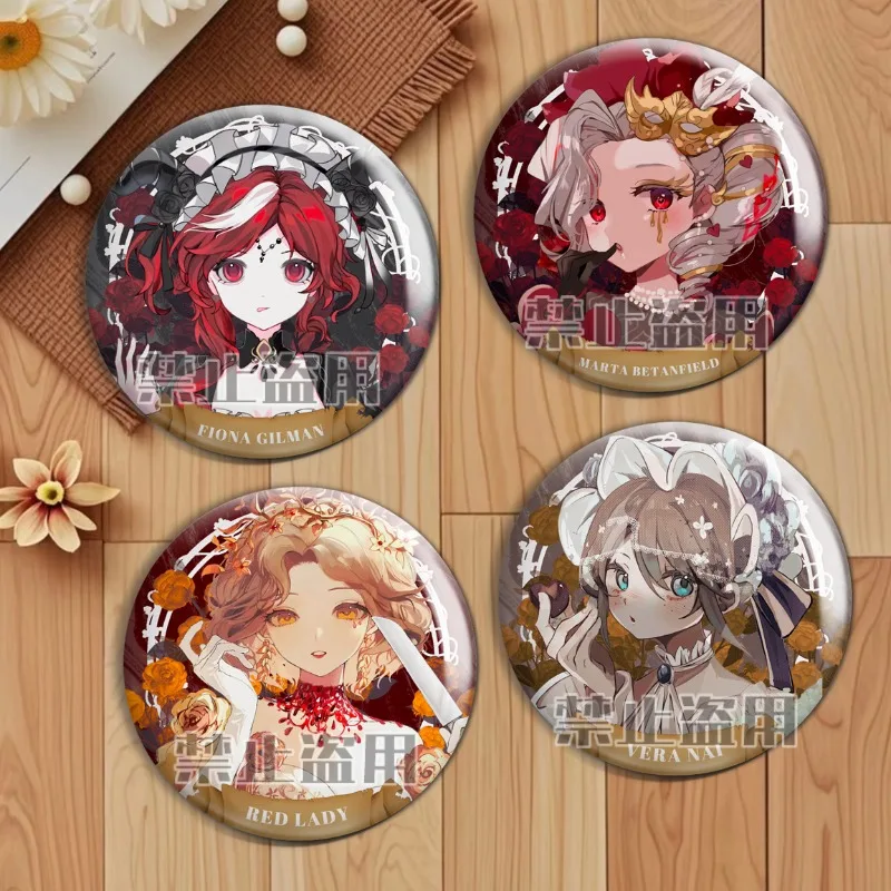 Game Identity V Cosplay Character Badge Vera Nair Emma Woods Lucky Guy Emily Dyer Round Brooch Pin Bag Decoration Cosplay Gift