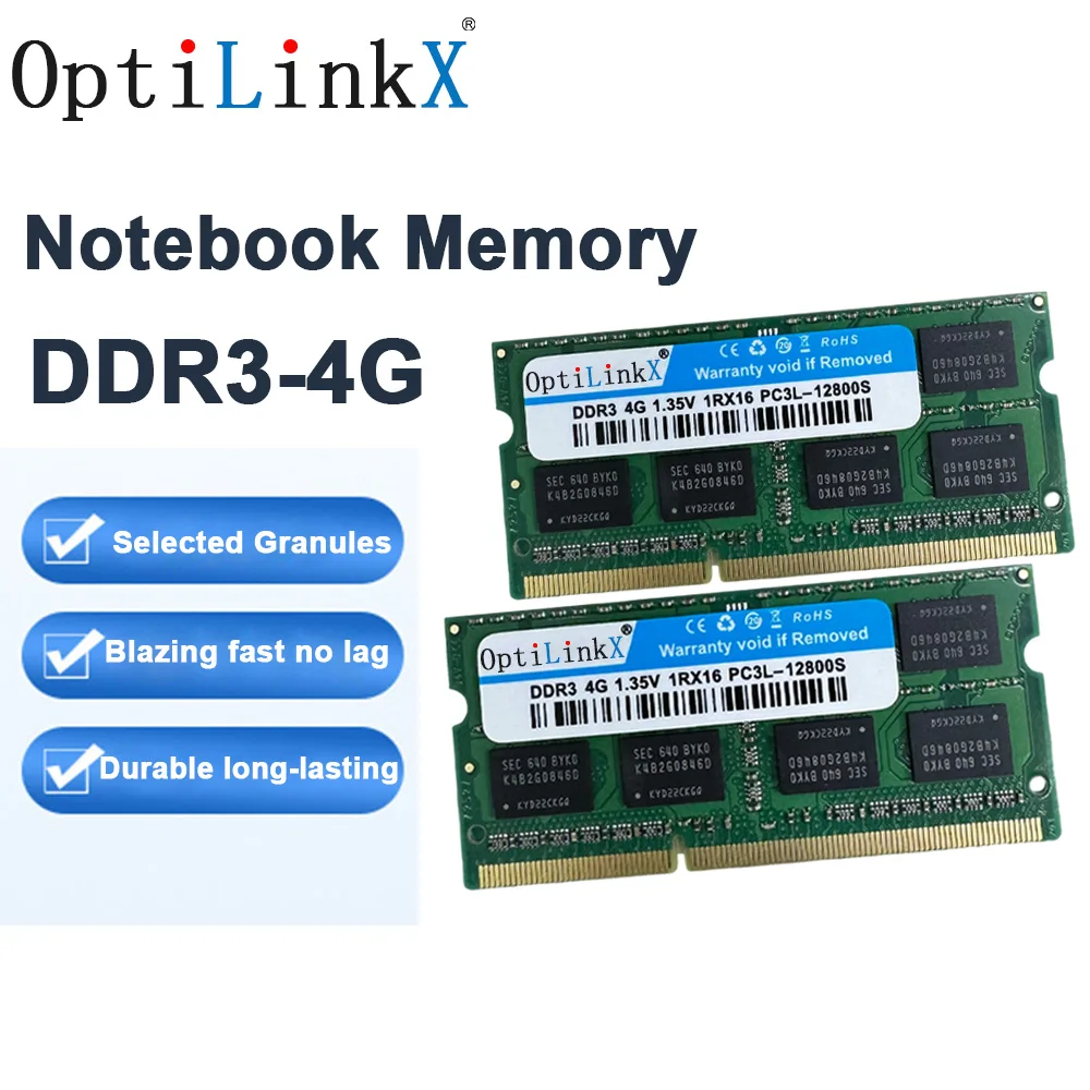

Универсальная память для ноутбука OptiLinkX DDR3 1333/1600, совместимая с палочками для ноутбука 1,35 В, 4G