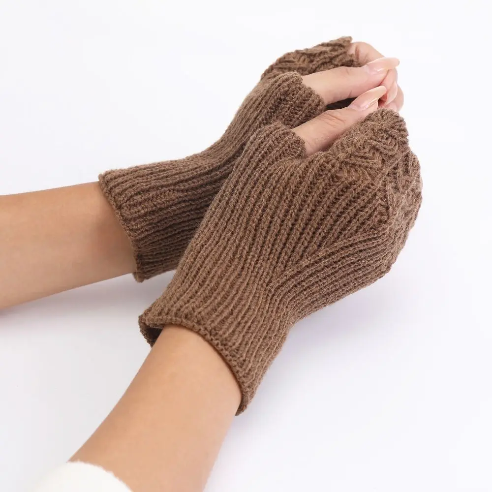 All-Match Vintage Knitted Gloves Half Finger Hollow Out Fingerless Gloves Touch Screen Waterproof Crochet Flower Mittens Girls
