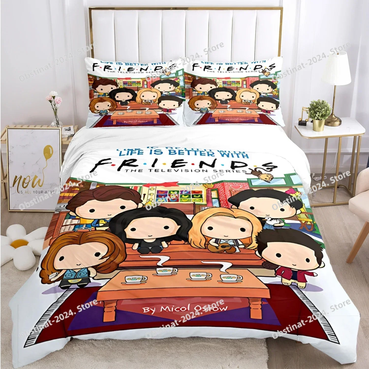 3D Friends Funny anime All Season Bedding Set Print single Comforter Quilt Duvet Cover Pillow Case 3 Pieces Sets Kids Adult Size