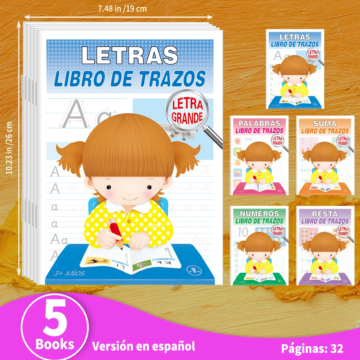 Spanish Children's Adults Number Alphabet Practice Calligraphy Book Enlightenment Pen Control Pen Training Writing Books Gifts