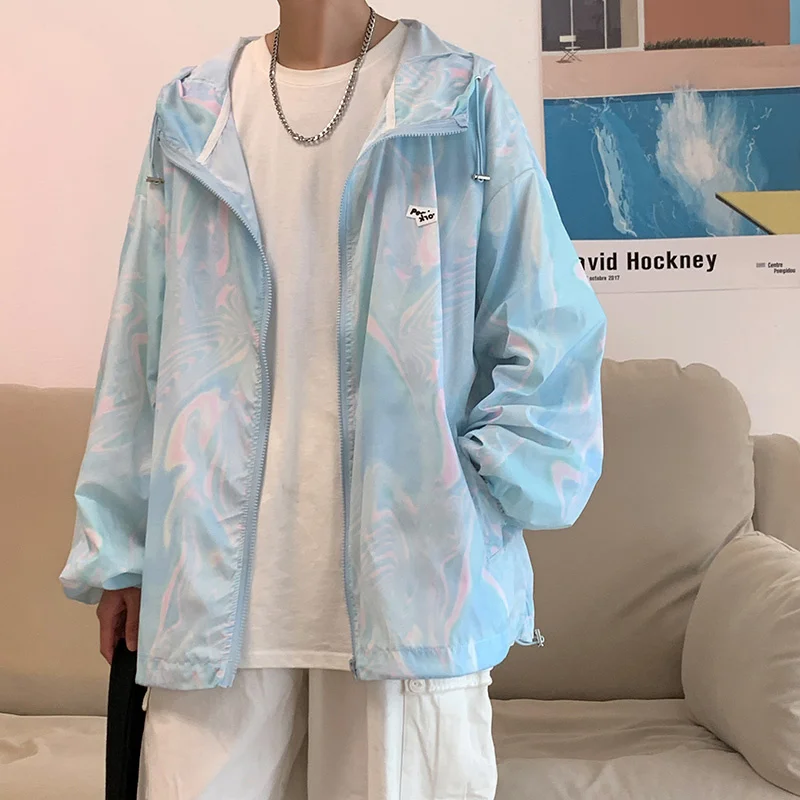 

Sunscreen clothes men's Hong Kong style leisure handsome versatile loose large jacket summer thin gradient sunscreen jacket