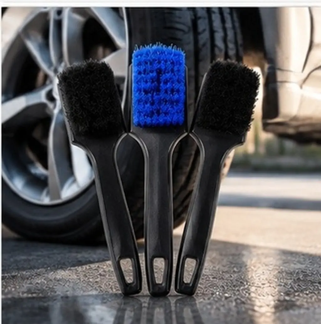 3Pcs Dense Soft Car Tire Brush for Wheels Rims Cleaning Tire Grease Rim Detailing Interior Exterior Auto Wash Gap Cleaning Brush