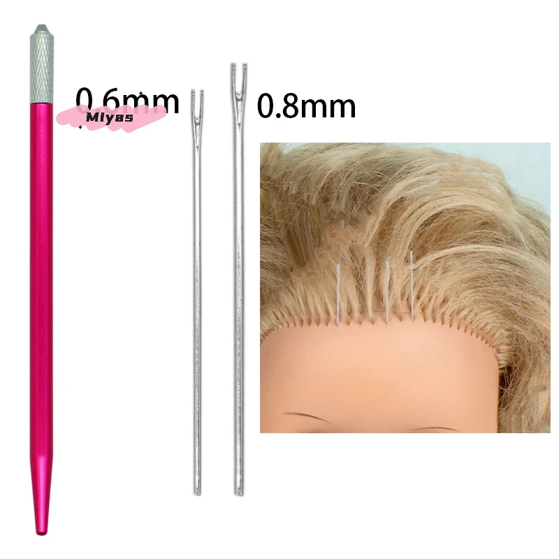 Aguja de enraizamiento de 0,6mm y 0,8mm, herramientas de reparación del cabello para cabeza de muñecas, accesorios para hacer peluca Reborn, suministros de enraizamiento del cabello