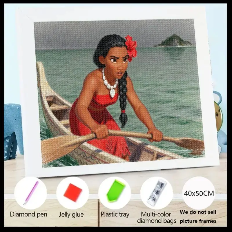 

1PC Disney Moana 5D Diamond Painting Kit Full Drill, DIY Cartoon Adventure Princess Diamond Art Set 40x50CM, Crystal Rhinestone