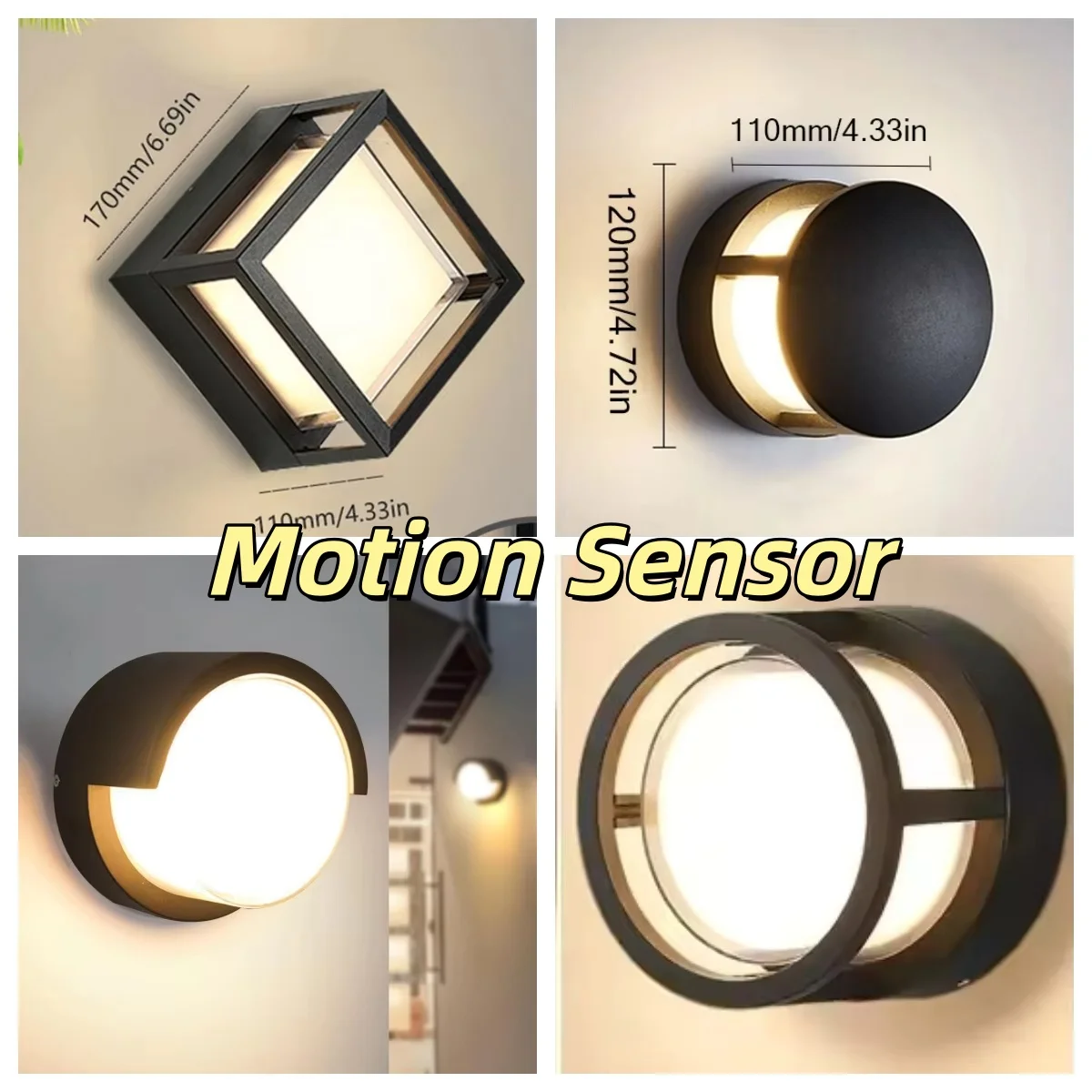 وحدة إضاءة LED جداريّة ضوء الرادار محس حركة 6 واط 12 واط داخلي وخارجي مقاوم للماء IP66 الشرفة الجدار مصباح المنزل الشمعدان إضاءة ديكورية