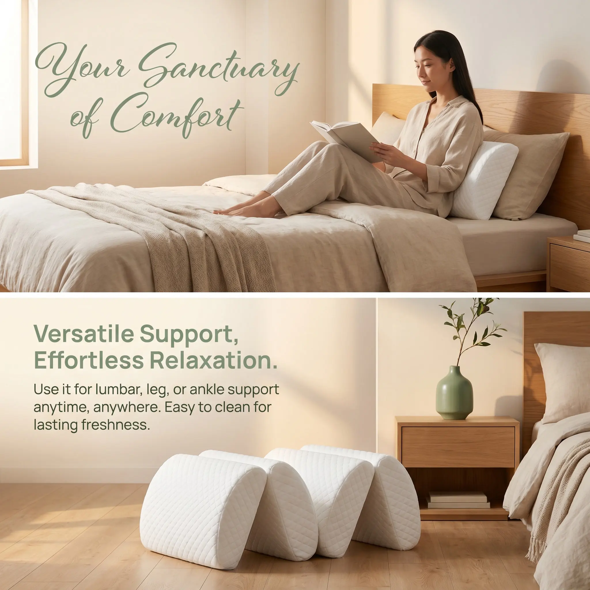 Half Moon Leg Pillow Bolsters Cushion Semi Roll Wedge Slow Support for Knees Legs Lower Back Sleeping Pillow