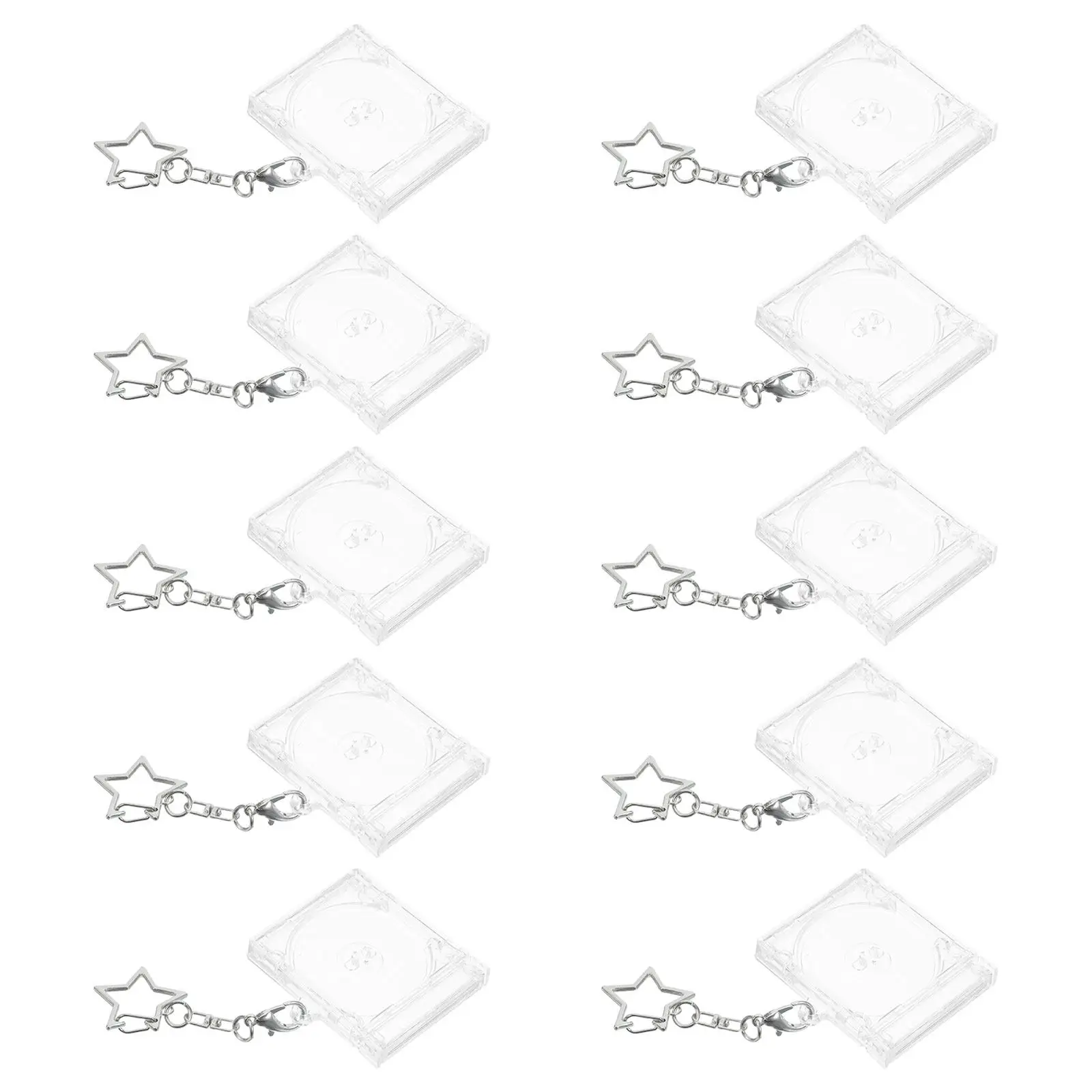 10Pcs Mini Cd Holder Keychain Album Case Acrylic Player Shaped Pendant Blank Dvd Case Clear Cd Jewel Keyring DIY Craft Music