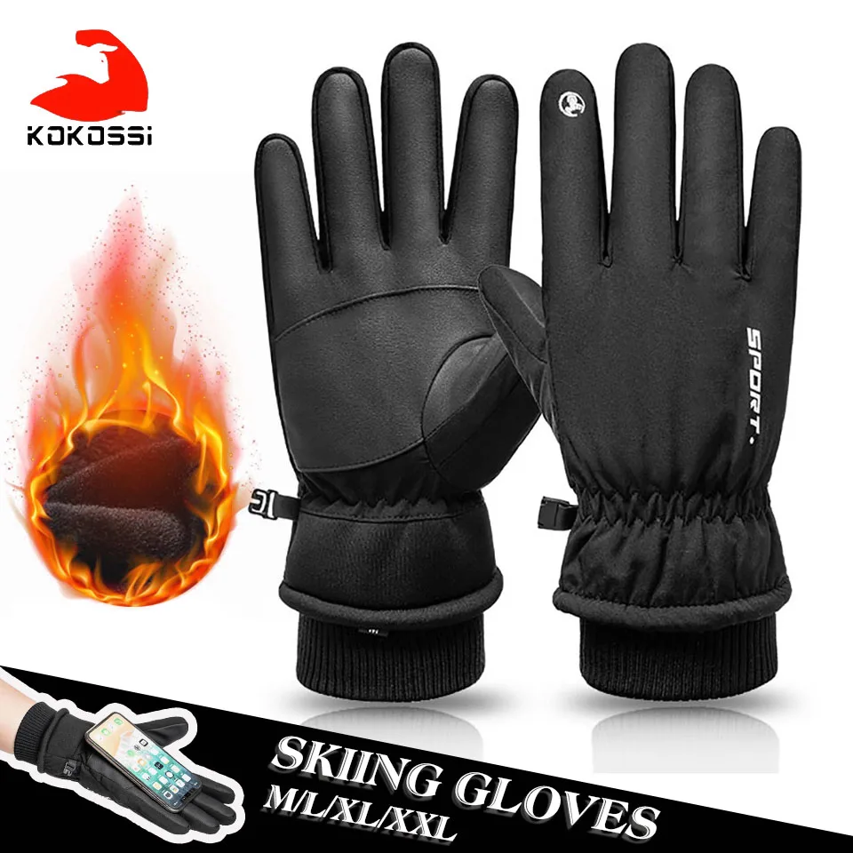 KoKossi-guantes de forro polar para hombre y mujer, manoplas de nieve impermeables, antideslizantes, para esquí y ciclismo, para invierno