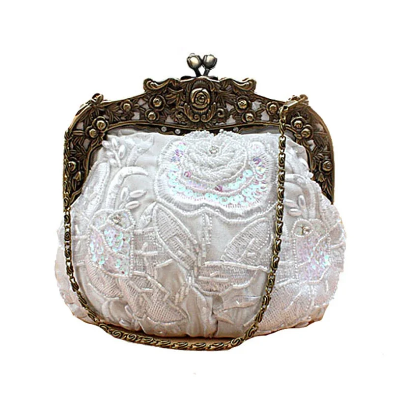 2024 New Vintage Beaded Evening Bag Embroidered Bag Diamond Sequined Clutch Hand Bag Bride Bag