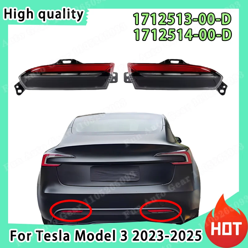 

For Tesla Model 3 Highland 2023-2025 Rear Bumper Fog Light Tail Lamp Assembly 1712513-00-D 1712514-00-D Car Accessories