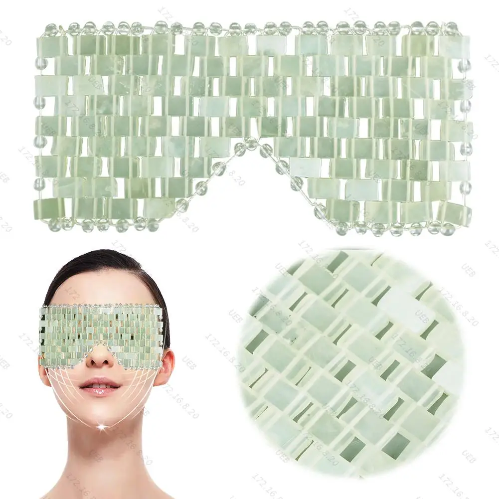 Jade Eye Mask Facial Cooling Mask Alleviate Puffiness Jade Stone Eye Cover Relieve Wrinkles Anti-Aging for Hot & Cold Therapy