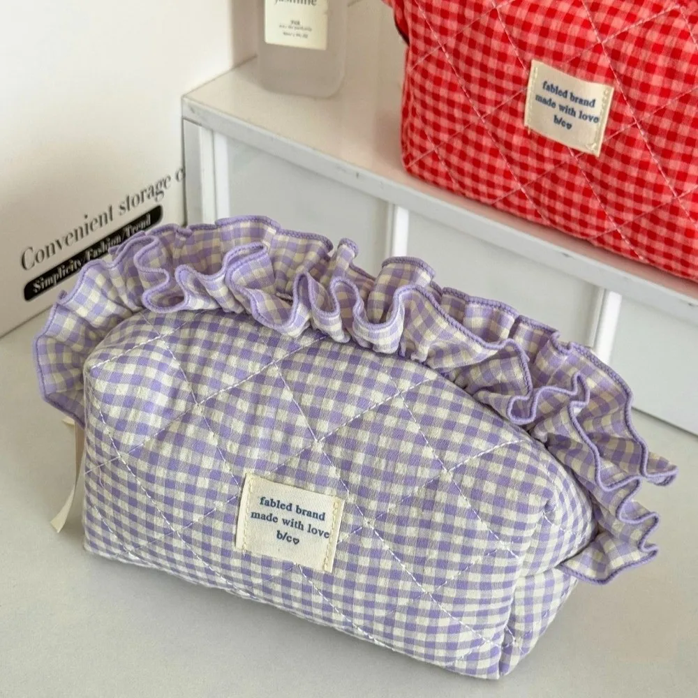 High Quality Sweet Ruffle Makeup Bag Portable Large Capacity Cosmetic Bag with Zipper Multifunctional Toiletry Organizer Travel