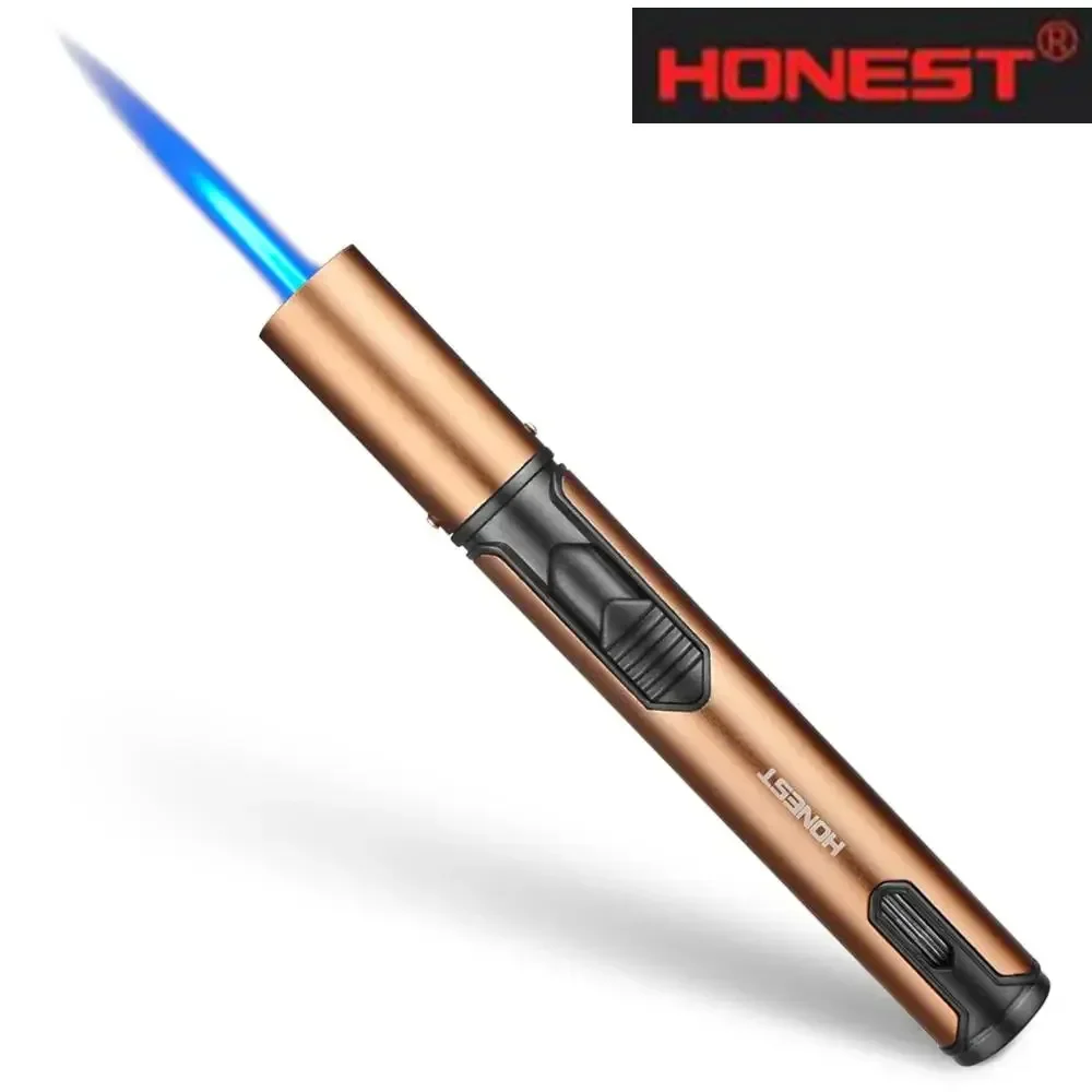 New HONEST Metal Torch Windproof Lighter Refillable Pen Lighter Jet Flame Butane Lighter Kitchen BBQ Candle Camping Men's Gadget