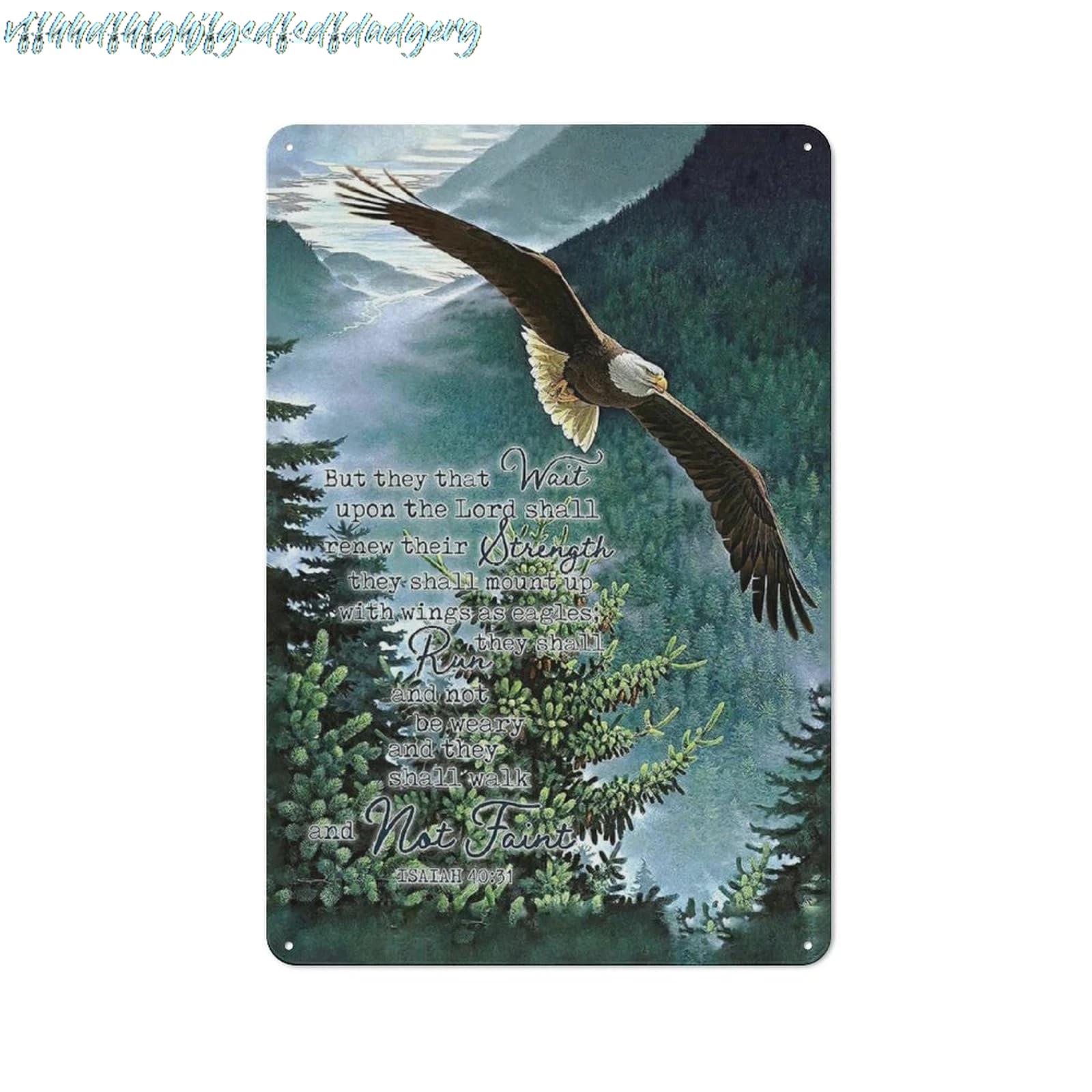 FixeLLD Rustic Metal Tin Sign Eagle Scripture Decor Wall Art Bible Verse Pictures Wall Decor Eagle Prints Painting Religiou sign