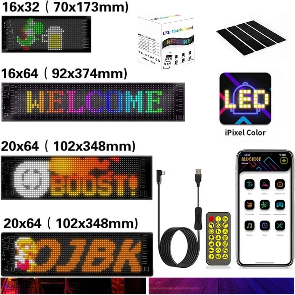 Devil Eyes Light for Truck Car Devi Scrolling Bright Advertising LED Signs,Flexible USB 5V LED Car Sign Bluetooth App Control