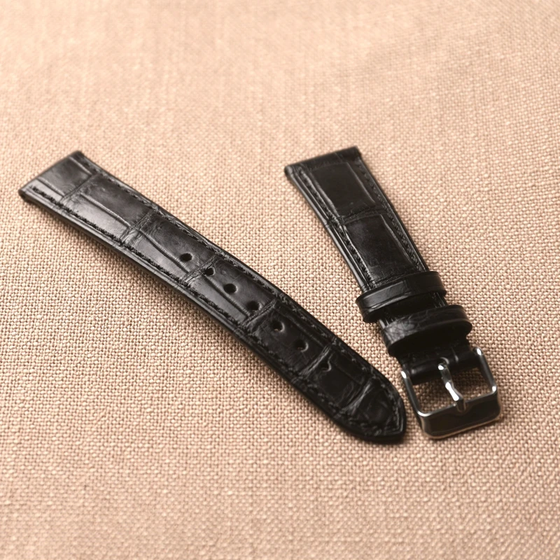Handmade Alligator Strap, 18 19 20 21 22MM Bamboo Pattern American Crocodile Bracelet, Vintage Style Luxury Leather, S/M Short