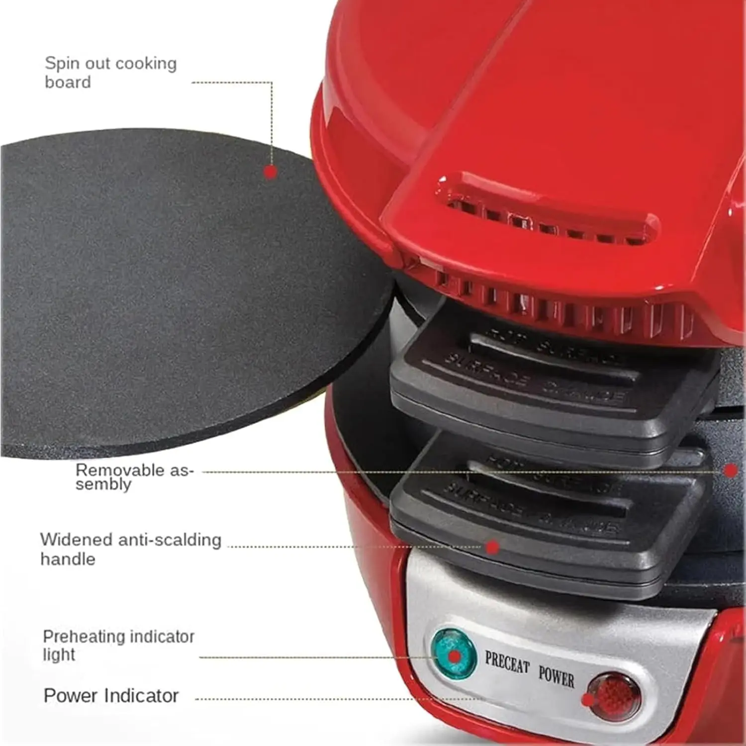 ビーチブレックファストサンドイッチメーカー、バーガーサンドイッチオムレツトースターメーカー、エッグクック付きスチールノンスティックパニーニプレスサンドイッチメーカー