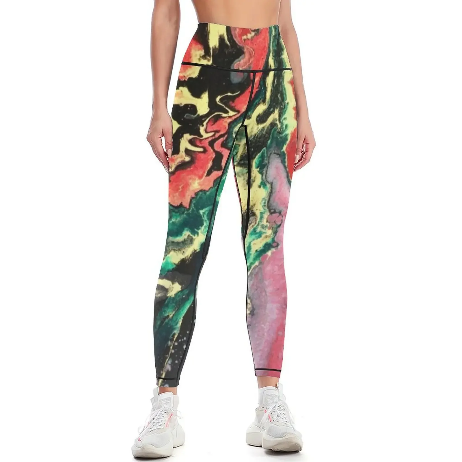 

Green With Envy abstract art Leggings Women's sports sporty woman push up Sports female sport set Womens Leggings