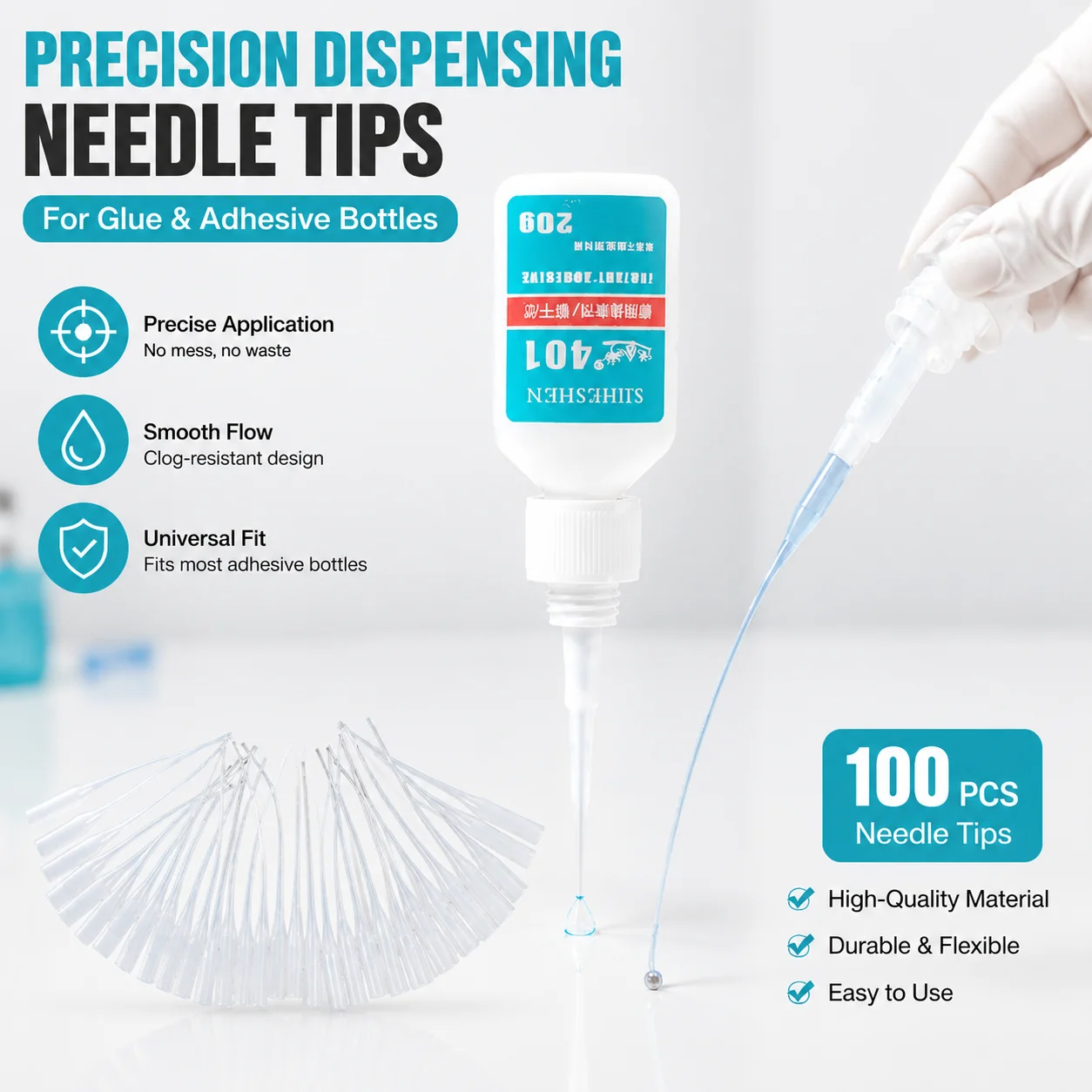 100Pcs/Set Glue Head Expander Micro Glue Head Plastic Glue Head Precision CA Glue Head for Glue Application Accessories