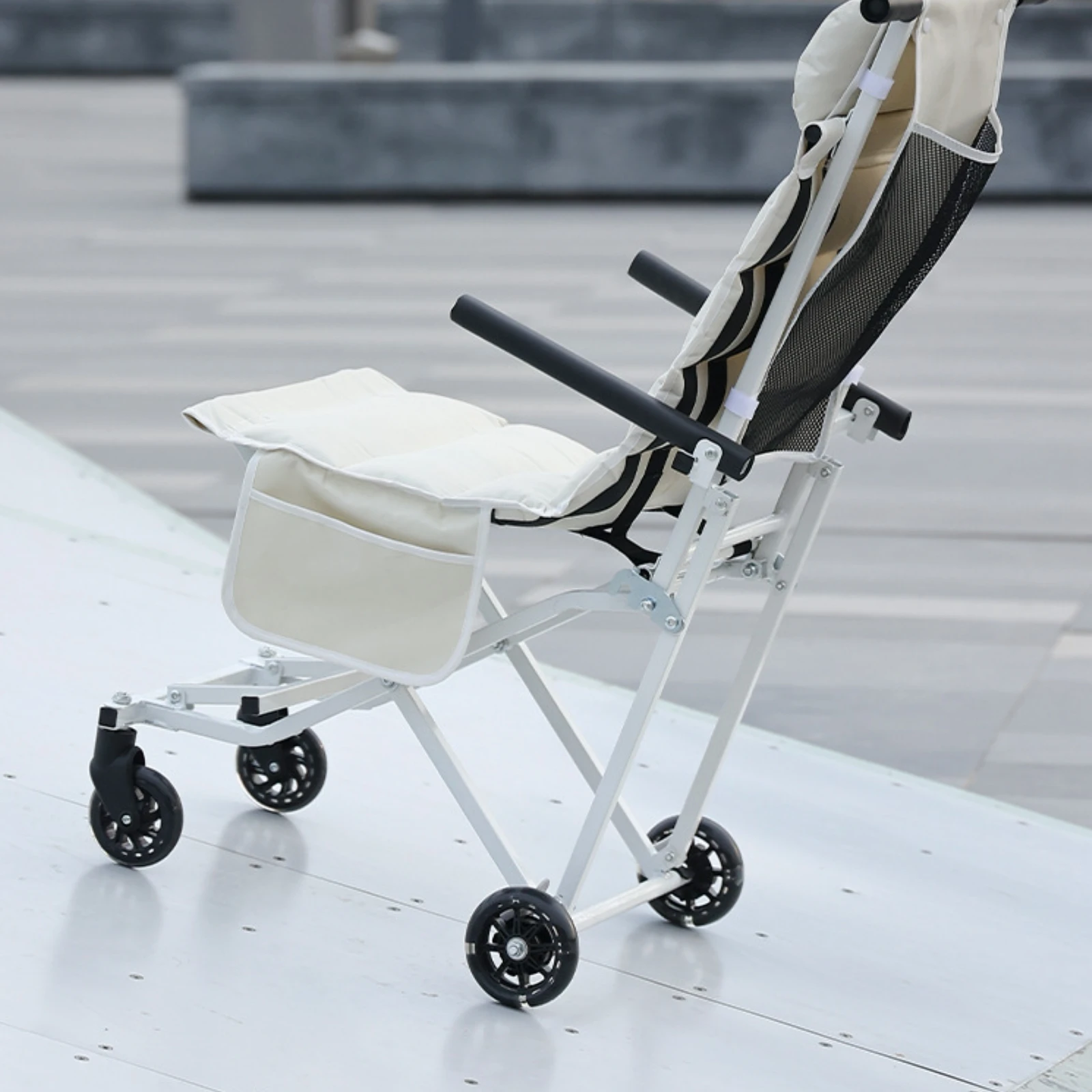 Foldable Push Wagon Chair Padded Folding Chair Wagon Outdoor Gear Metal Frame Space Saving