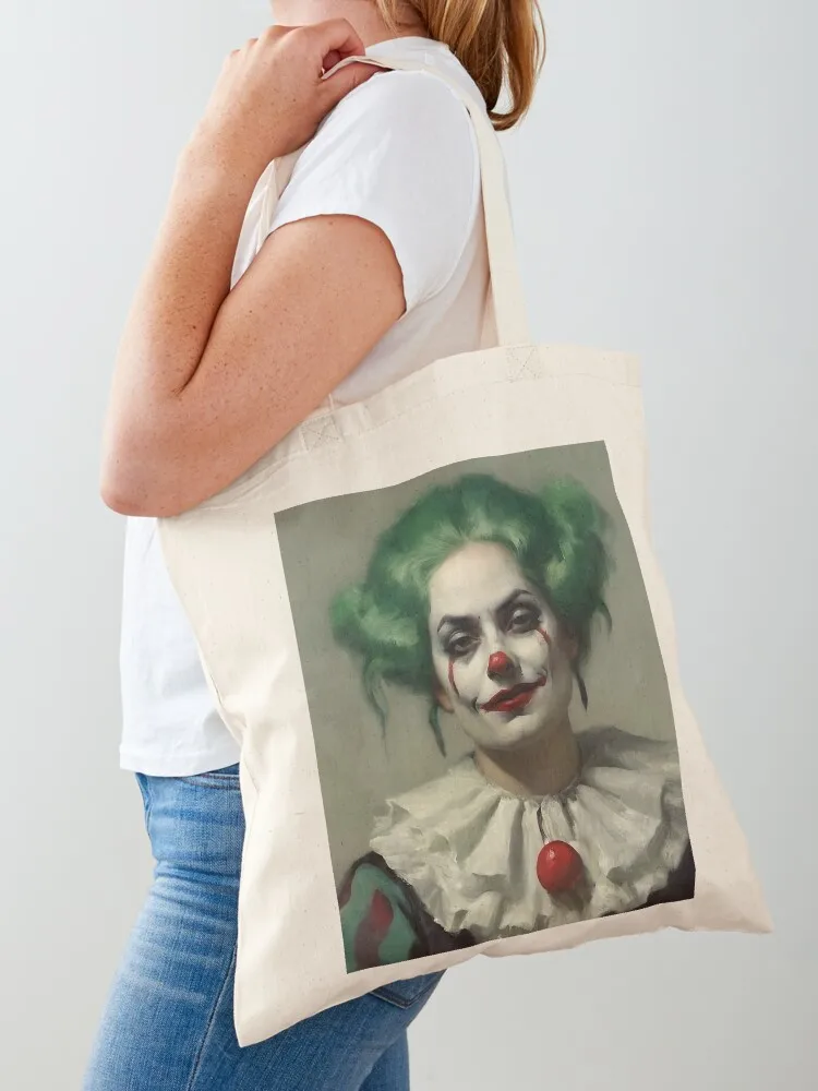 

Clown woman dark oil painting halloween Tote Bag foldable reusable bag shopping trolley bag Shopping bags eco folding