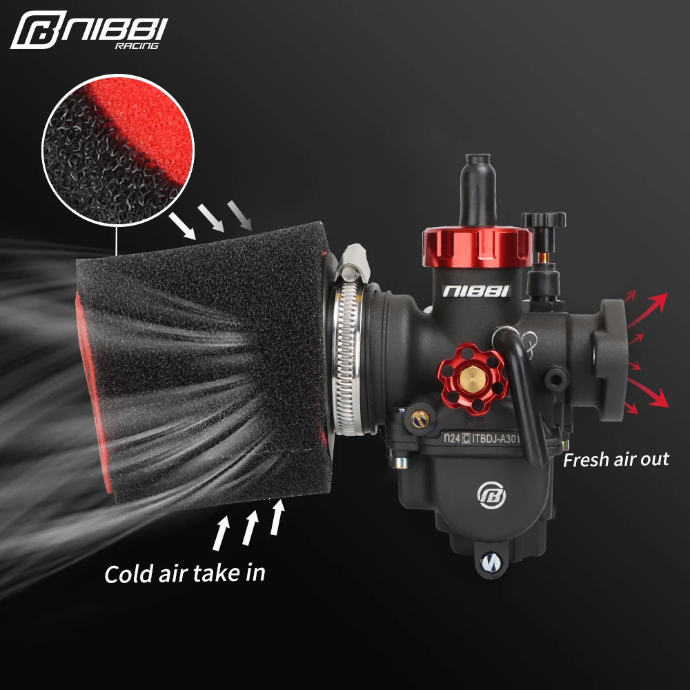 Nibbi Motorrad PE Racing Vergaser Schaum Luftfilter Kit PE17/19/22/24mm Jets Carb für Yamaha Suzuki 100-150cc Minimoto Pitbike – Detail 1