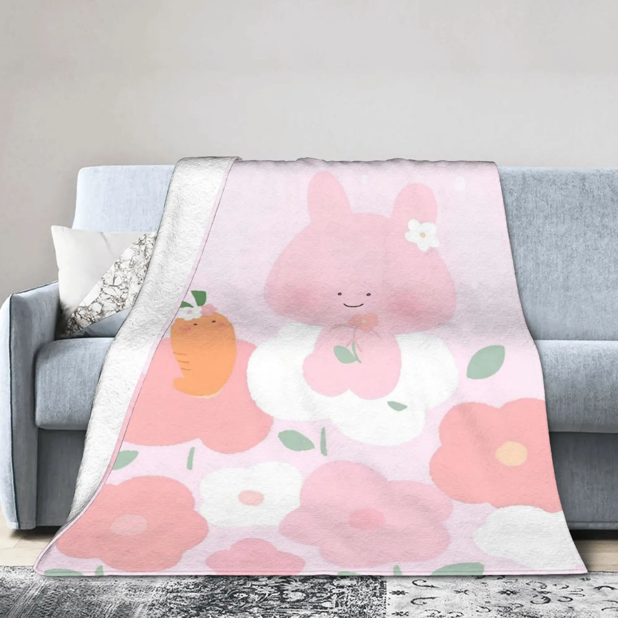 Asamimichaan Asleep Cartoon Flannel Blanket Cute Asamimi Custom Throw Blanket for Home 125*100cm Bedspread,