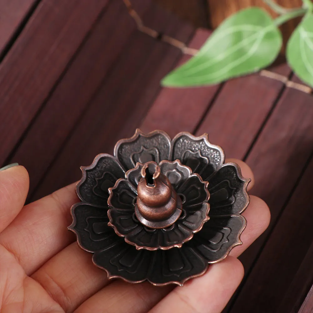 Lotus Design Incense Burner 2/3 Layer 6 Holes Lotus Aromatherapy Stand Detachable Ash Catcher Vintage Incense Stick Holder
